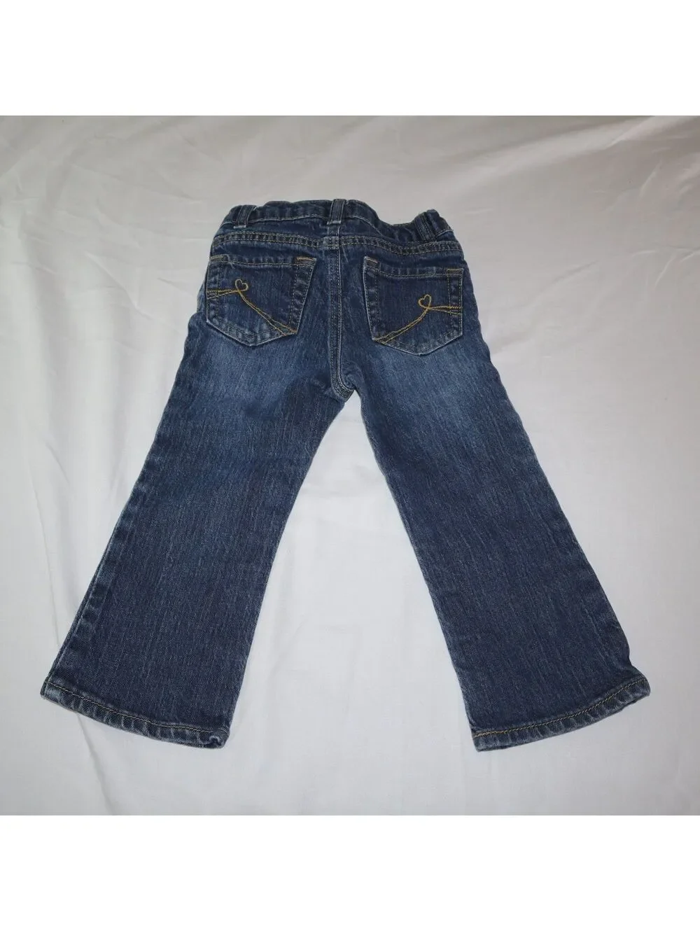 The Children's Place Girls Bootcut Jeans 3T Heart Pocket Dark Wash